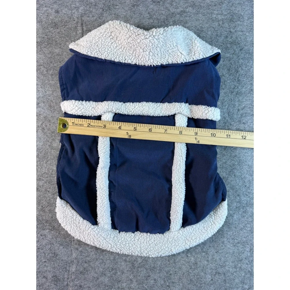 Double Nice‎ Co Navy Blue Sherpa Fleece Lined Dog Vest Jacket Adjustable No Size